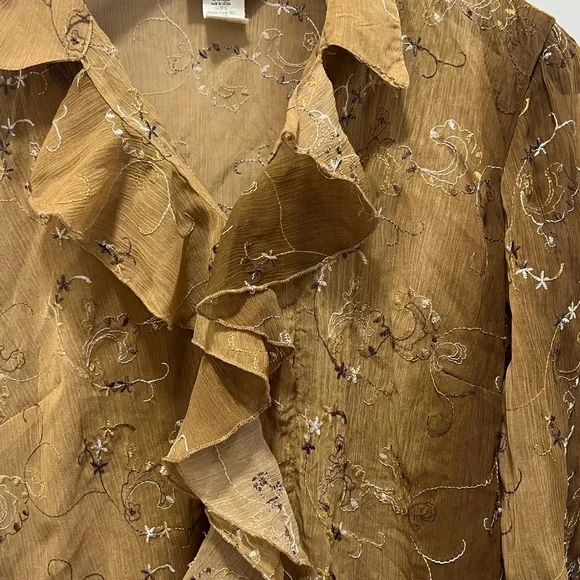 Brown Ruffle Y2k Blouse - Picture 5 of 8